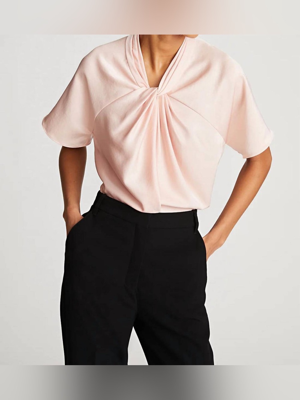 Halston Heritage Nelia Double Satin Blouse in Rose Pink, size 4
